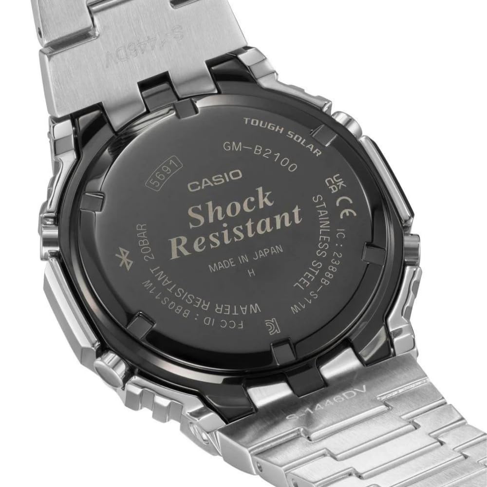 Casio G-Shock GM-B2100D-1ADR Stainless Steel Bezel Black Analog-Digital Dial Stainless Steel Solid Band Men's Watch Tough Solar Bluetooth G1270